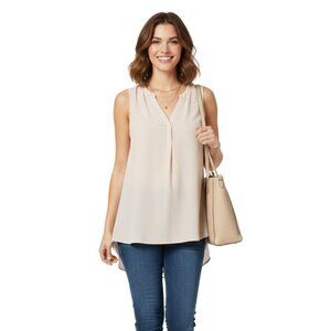 Apt. 9 Sheer Button V-Neck Sleeveless High Low Hem Blouse - Size Large